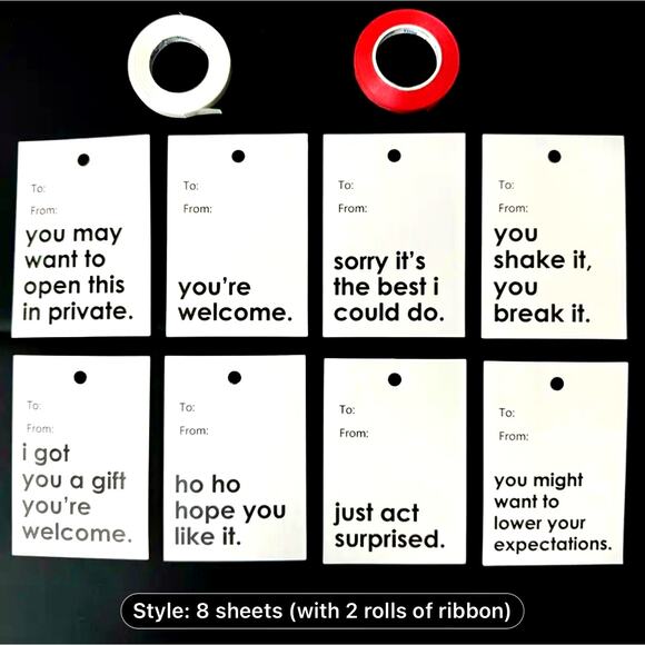 Funny Humorous Holiday Christmas Gift Tag Set 8pc - Picture 1 of 8